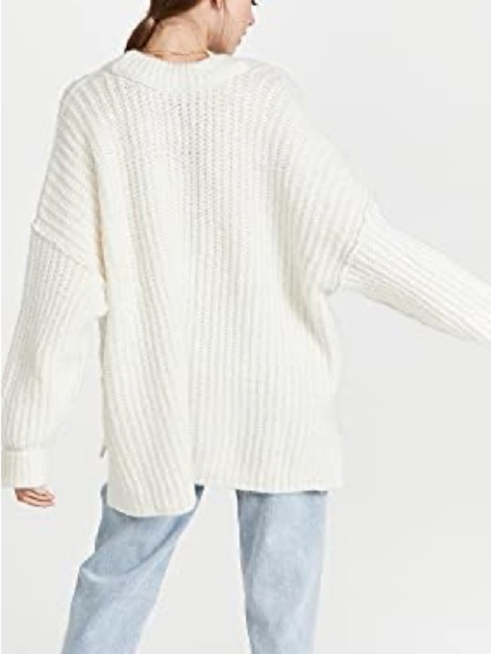Free People Blue Bell Oversized Off-Shoulder Chunky Knit Sweater - Picture 4 of 9